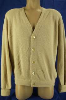 Vintage Lord Jeff Light Beige Dupont Orlon Cardigan Sweater Large 