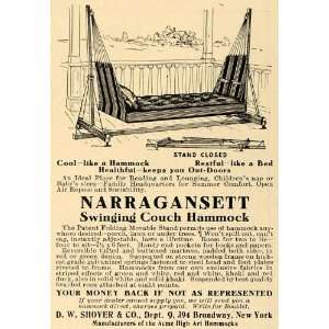  1910 Ad Narragansett Swing Hammock Shoyer Porch Stand 