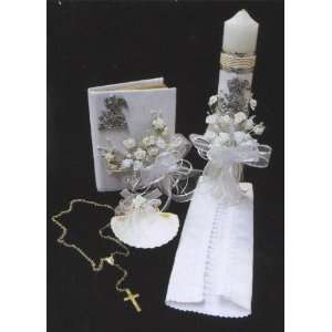 Baptism Gift Set   SPANISH   Rosary   Candle   New Testament   Cloth 