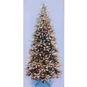 com 6.5 Flocked Slim Dunhill Fir Pre Lit Christmas Tree Clear Light 