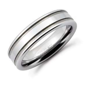  Polished Grooved Tungsten Carbide Ring, 8 Jewelry