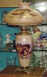 1917 GWTW Pittsburgh Oil Lamp HP Lions Spiral Mosaic  