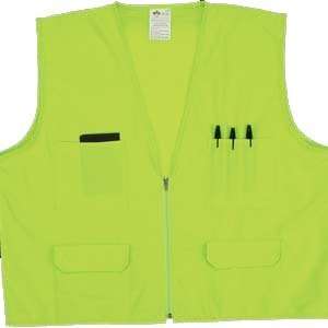  Surveyor Safety Vest, Color Lime Yellow, Multi pockets, w 