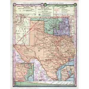  Monteith 1890 Antique Map of Texas