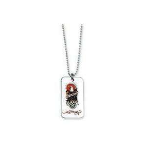  Ed Hardy Eagle & Skull Dog Tag Painted 24in Necklace 