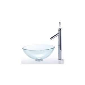  Kraus Clear Glass 14 inch Bathroom Vessel Sink and Bruno 