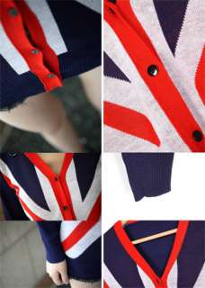   Ladies Classic Fashion Thin Slim Fit British Flag Cardigans  