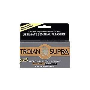 144 Trojan Supra Non Latex Condoms, 24 Retail Boxes of 6, Microsheer 