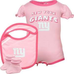  Giants Infant Girls Pink Creeper, Bib & Bootie Set