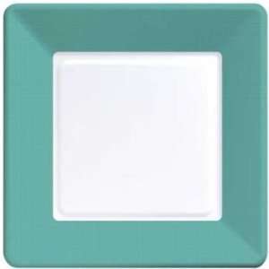  Teal Square Paper Plates Coordinate Textured 7 inch 12 per 