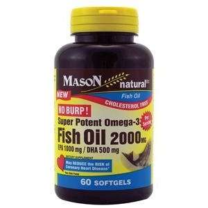  MASON NATURAL Super Potent Omega 3 Fish Oil No Burp 2000mg 