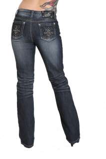 Suko Jeans Studded Pocket Boot Cut Ladies Rocker Denim Jeans  