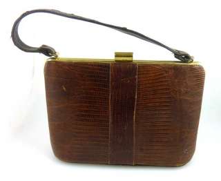 Vintage Brown Alligator Skin Handbag Purse GREAT  