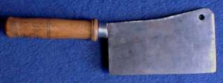 ANTIQUE CLEAVER KNIFE STEEL ORIGINAL WOOD HANDLE c1900 ITALY  
