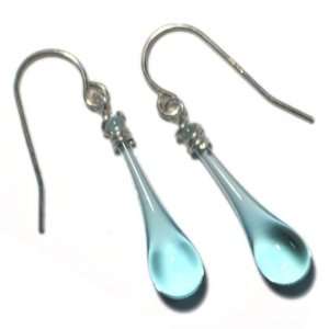  Water Sundrop Simple Earrings, recycled glass and sterling 