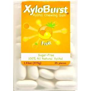 Xyloburst FRUIT Xylitol GUM 1.33 oz / 25 pcs, 100% All Natural Xylitol