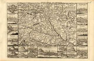 Antique Map HUNGARY HONGRIE FORTRESS EUROPE Weege 1753  