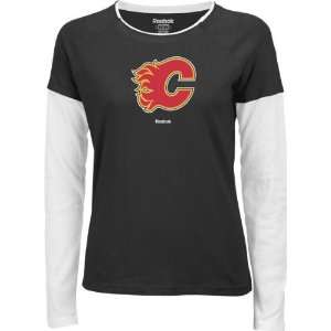Calgary Flames Womens Logo Premier Too Long Sleeve Layered Tissue Tee