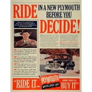  1941 Ad Plymouth Chrysler Corp Black Automobile Model 
