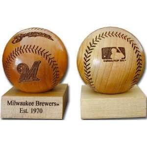   Milwaukee Brewers MLB Laser Engraved Wood Baseball