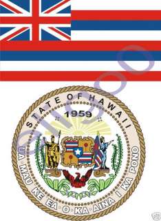 HAWAII State Flag + SEAL 2 bumper stickers decals USA  