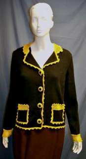 NWOT Black & Gold Crochet MICHAEL SIMON Cardigan  S  