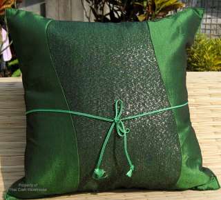Textured Wave with Tie Silk String Pillow Case in Green  