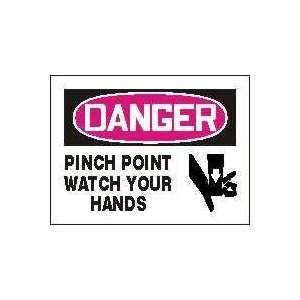 DANGER PINCH POINT WATCH YOUR HANDS (W/GRAPHIC) 5 x 7 Adhesive Dura 