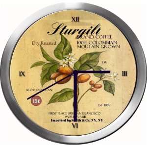  STURGILL 14 Inch Coffee Metal Clock Quartz Movement 