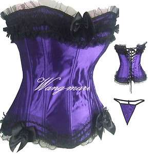 Purple Sexy Corset /Bustier& G string Size S/M/L/XL/2XL/C37  