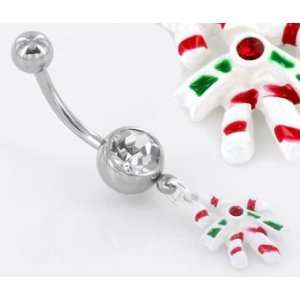 Candy Canes Christmas Charm Belly Button Ring in 14g 12g 10g 14g 1/2 