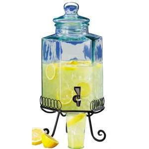Recycled Glass Beverage Dispenser Pitcher with Stand  