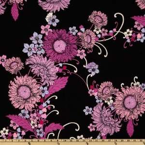 60 Wide Stretch Jersey ITY Knit Floral Lavender/Black/White Fabric 