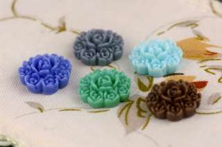 Flowers Cabochons Colorful Resin Garden Flowers 16mm cameo flat back 