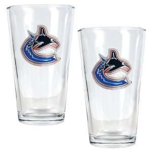  Vancouver Canucks 2pc Pint Ale Glass Set   Primary Logo 