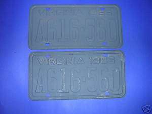 1966 Virginia license plates matched pair  