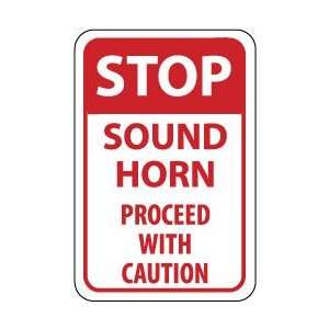  NMC 18x12 .06 Alum Red/wht Stop Sound Horn Prcd Sign