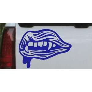 Vampire Mouth Fangs Lips Car Window Wall Laptop Decal Sticker    Blue 