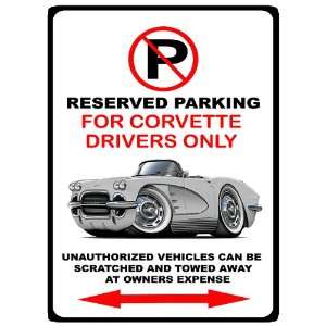   Chevrolet Corvette Muscle Car toon No Parking Sign 