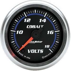  Auto Meter 6191 Cobalt 2 1/16 8 18V Full Sweep Electric Voltmeter 