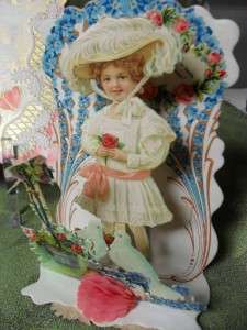Victorian Valentine Cards Fold Out Pop Up Embossed  