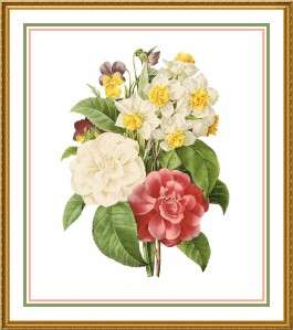 Flower Bouquet Camelia Illustration by Redoute Counted Cross Stitch 
