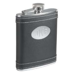  New   Marlon Black Leather 6oz Liquor Flask   VF2023 