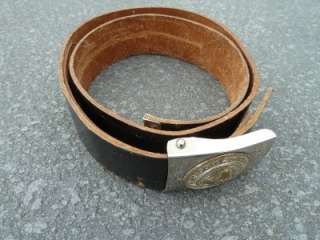 GERMAN FIREBRIGADE LEATHER PARADE BELT AND BUCKLE 40 INCHES  