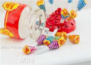 Dollhouse Miniature Fruit Lollypop x 5 w Jar Container  