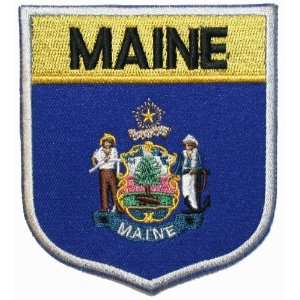  State Of Maine Shield Flag Embroidered Applique Patch 