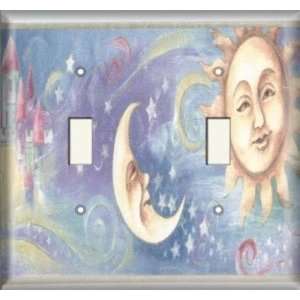   Double Switch Plate OVERSIZE   Sun, Moon, and Stars