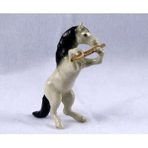  HORSE Band Grey on Hind Legs Plays FLUTE MINIATURE New 