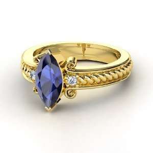  Catelyn Ring, Marquise Sapphire 14K Yellow Gold Ring with 