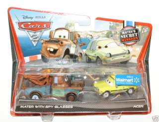 Disney Pixar Cars 2 MATER w/ SPY GLASSES & ACER 2pk NEW  
